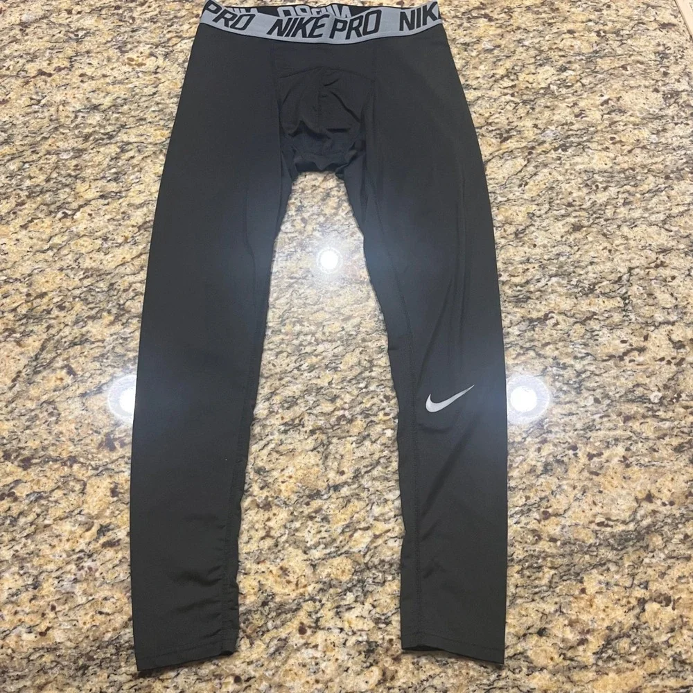 Nike Pro Mens Compression  Black Athletic Training Leggings Size Large
